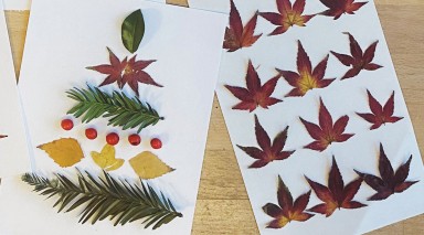 cartes de voeux DIY herbier activité bricolage enfants Noël