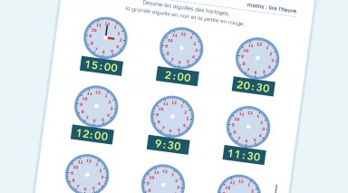 exercice Maths - CE2  - Lire l'heure