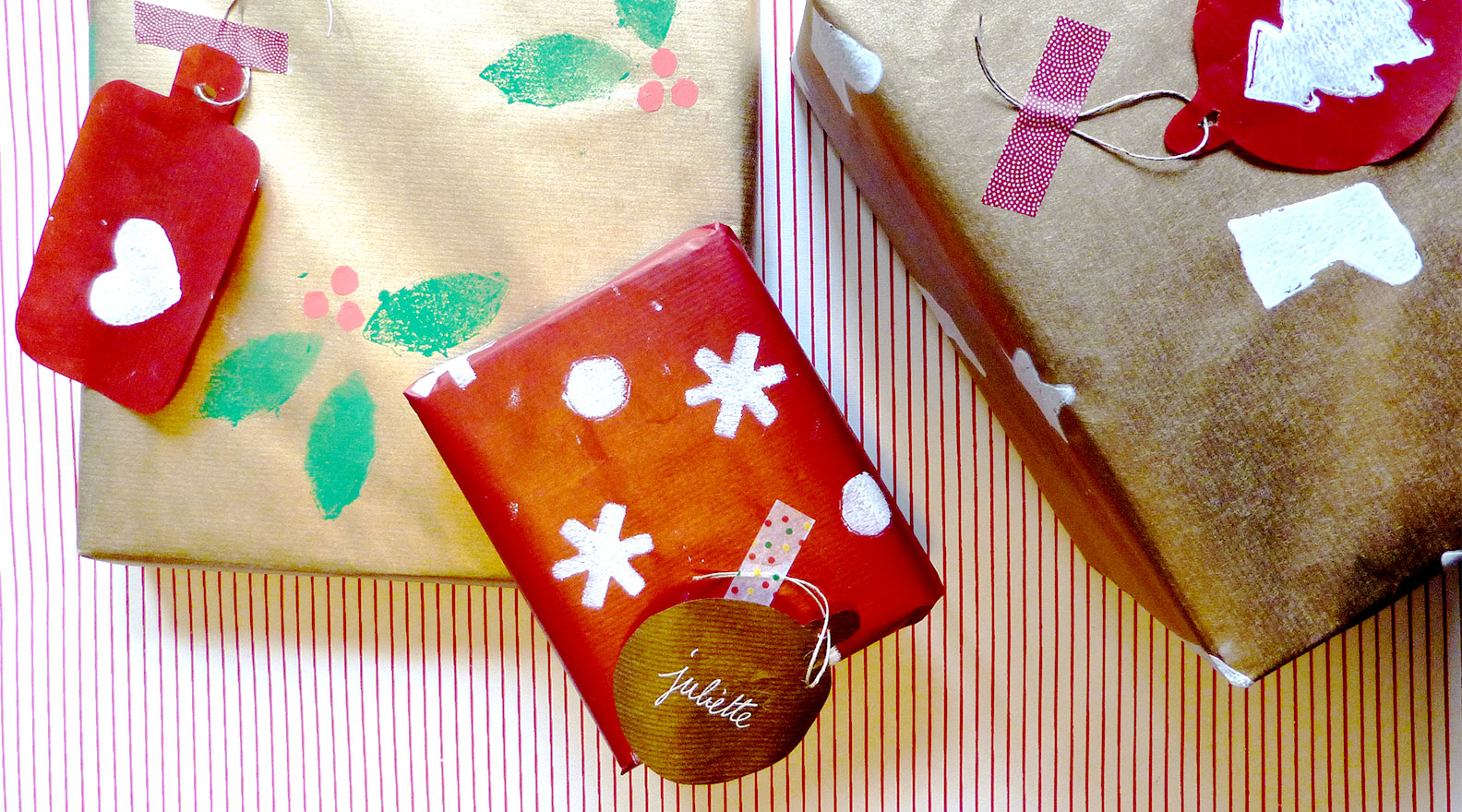 Le papier cadeau peint au pochoir - Activités manuelles de Noël