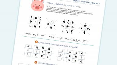 exercice Logique - CM1  - L'alphabet « pigpen »
