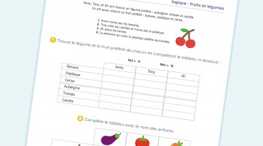 exercice Logique - CM1  - Fruits et légumes