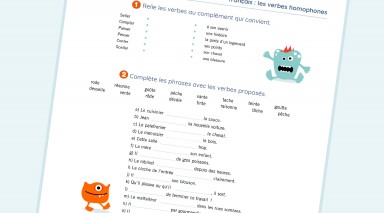 exercice Français - CM2  - Les verbes homophones