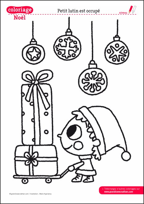 coloriage noel lutin occupe
