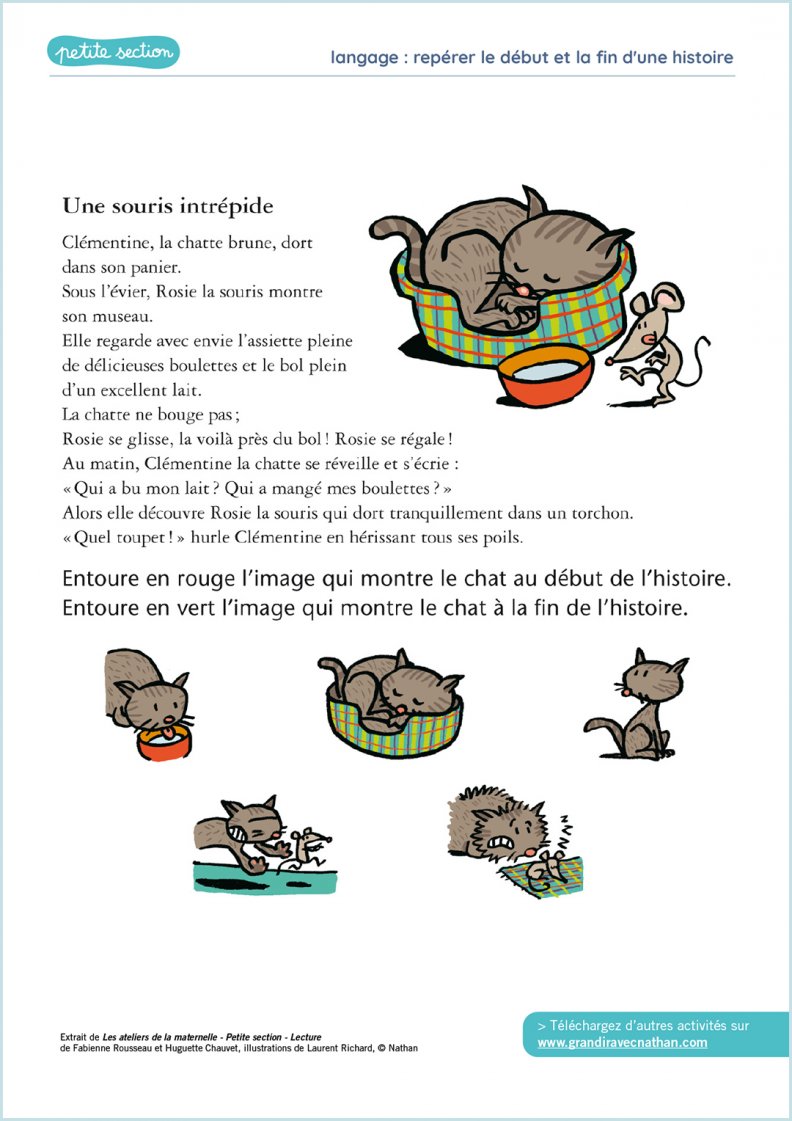 Imprimer Exercices Petite Section Maternelle Pdf Repérer le début et la fin d'une histoire - Exercices et activités en petite section | Grandir avec Nathan