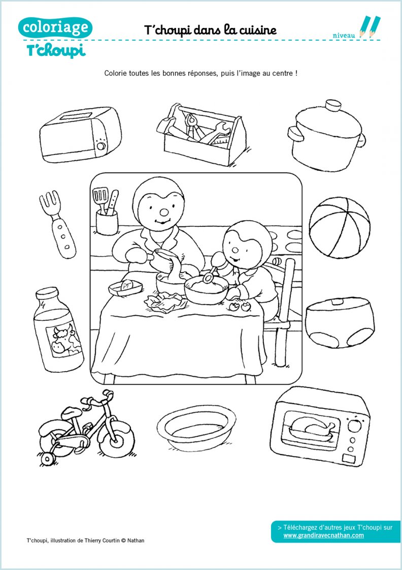 Le Quiz De La Cuisine T Choupi Coloriages T Choupi Grandir Avec Nathan