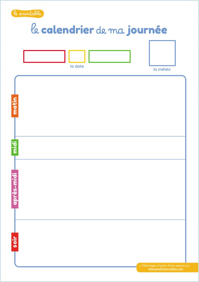 modele de calendrier de journée