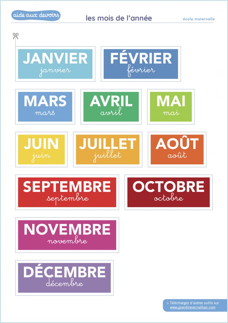 étiquettes Mois De L'année à Imprimer Les mois de l'année - Aide aux devoirs - fiches pratiques | Grandir