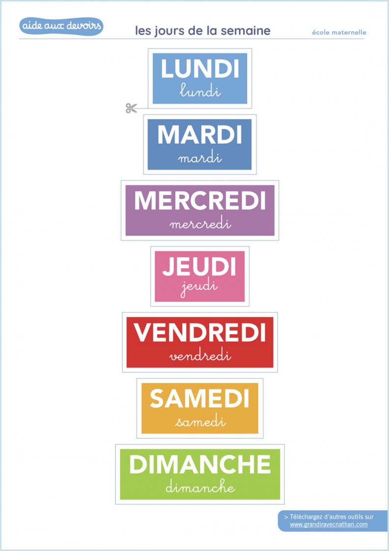 Jour De La Semaine Maternelle Pdf Les jours de la semaine - Aide aux devoirs - fiches pratiques | Grandir avec Nathan