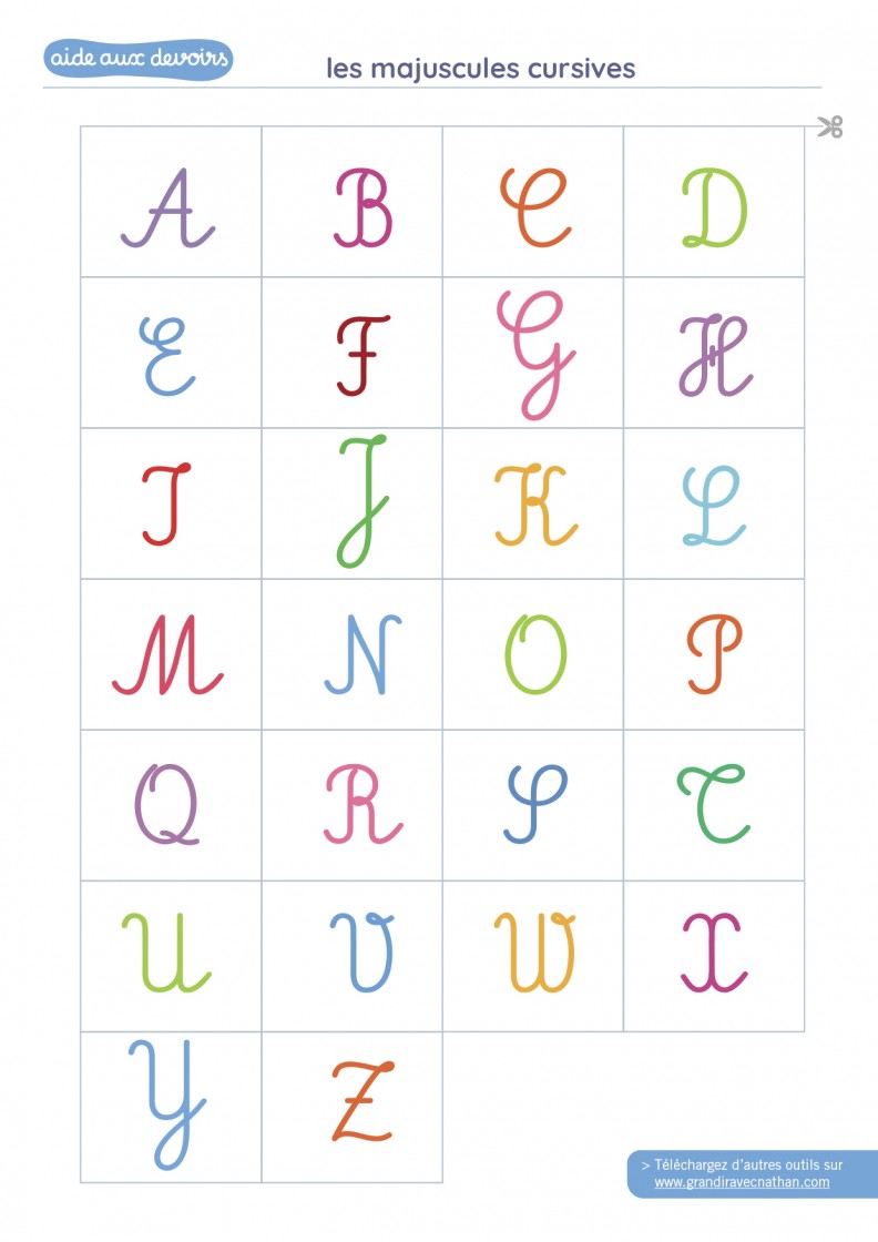 Les majuscules et minuscules cursives enfant maternelle aide aux devoirs