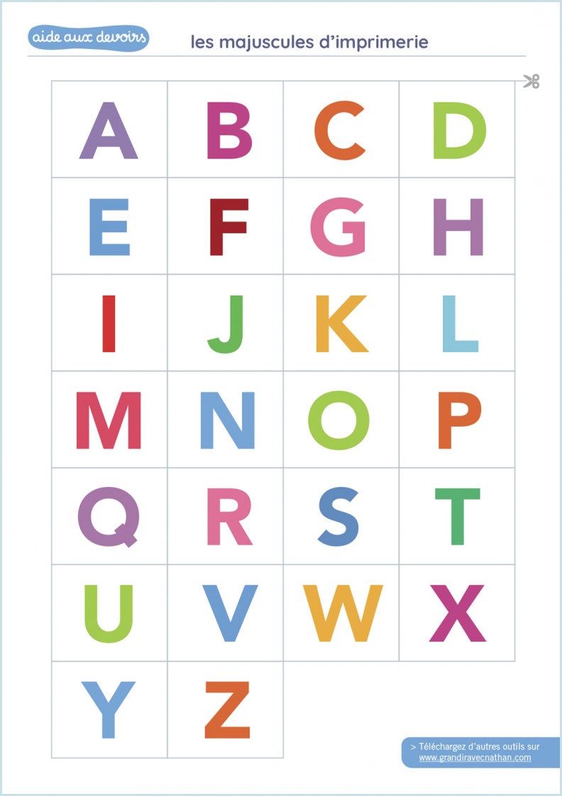 lettres d'imprimerie majuscules et minuscules aide devoirs enfant maternelle