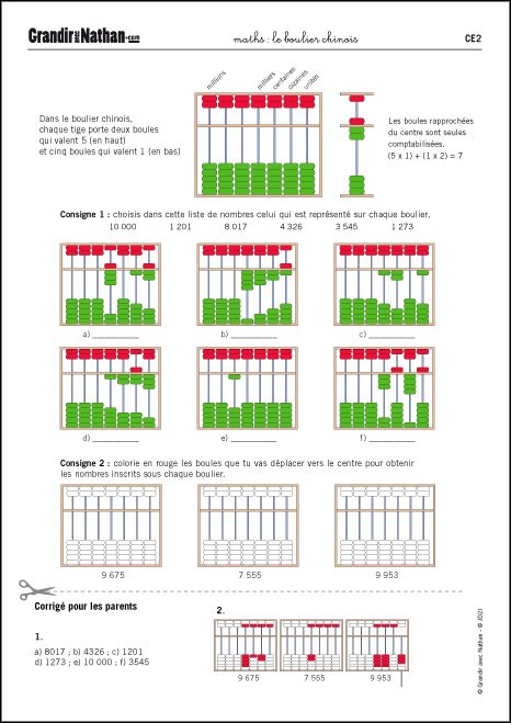 Maths - CE2 - Le boulier chinois