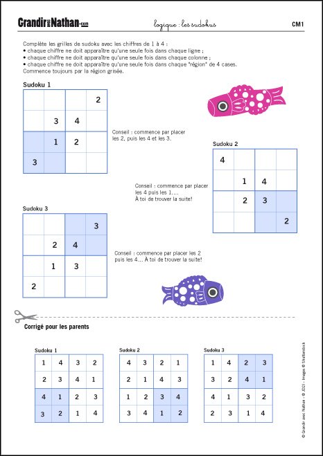 Sudoku pour ton enfant - à imprimer