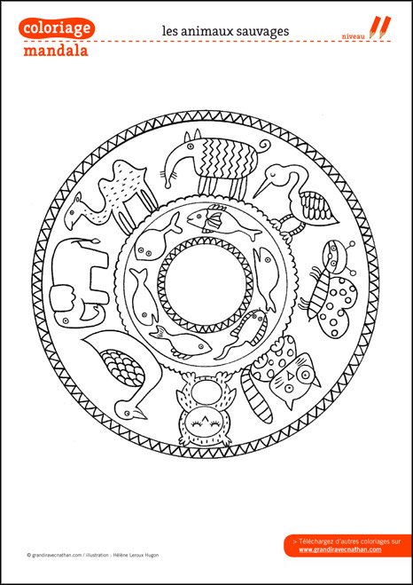 Coloriage Mandala : Les animaux sauvages