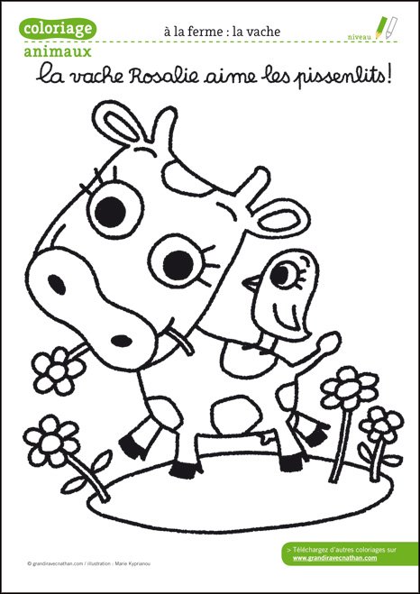 Coloriage La Vache Coloriages Animaux Grandir Avec Nathan