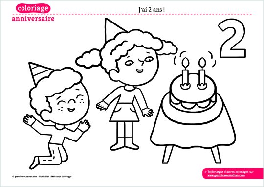 une illustration du dessin animé - joyeux anniversaire, 2 ans, une