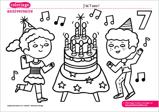 Coloriage Carton invitation anniversaire gâteau Coloriage Carte