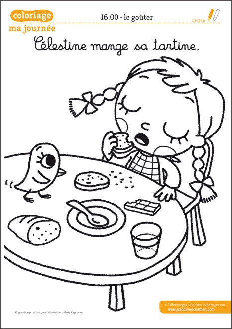 Coloriage ma journée : le goûter