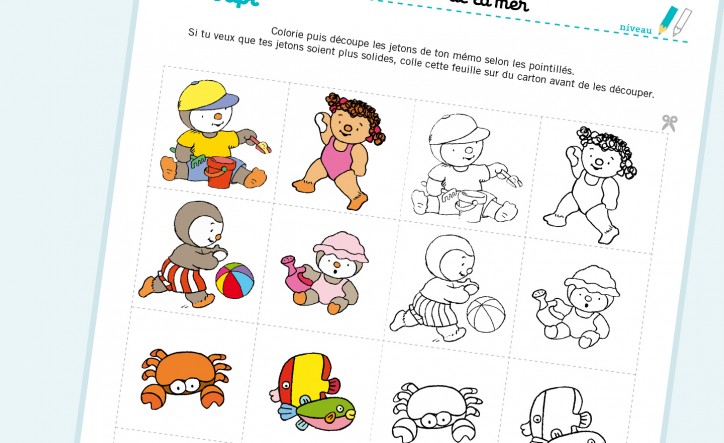 Coloriage : Le mémo de la mer de Tchoupi