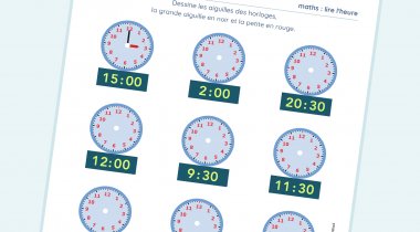 Activite ecole Maths - CE2 - Lire l'heure - exercice Maths - CE2 - Lire l'heure exercice Maths - CE2 - Lire l'heure